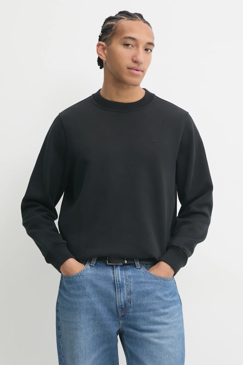 Abercrombie & Fitch bluza barbati, culoarea negru, neted, KI122-4274 Abercrombie & Fitch bluza barbati, culoarea negru, neted, KI122-4274