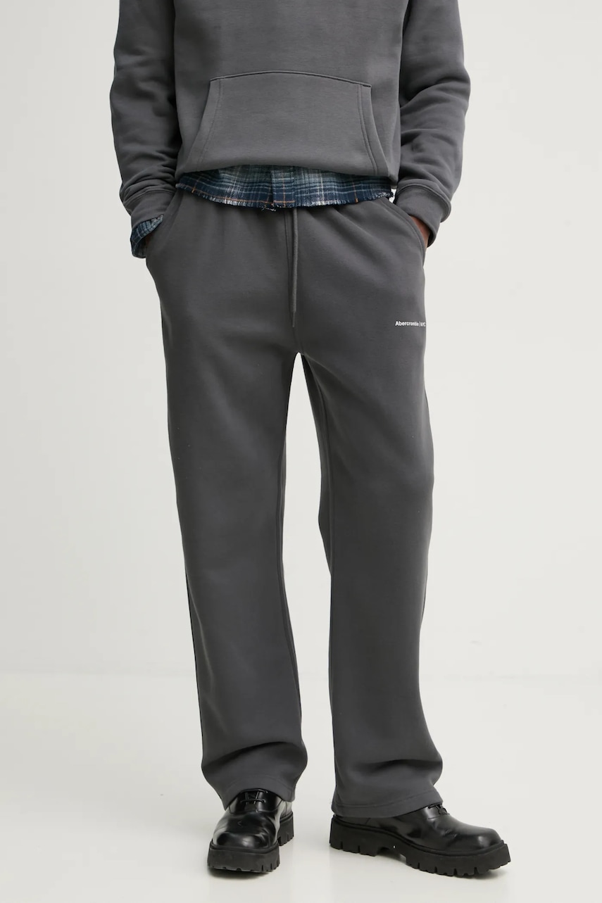 Abercrombie & Fitch pantaloni de trening culoarea gri, neted, KI134-4112