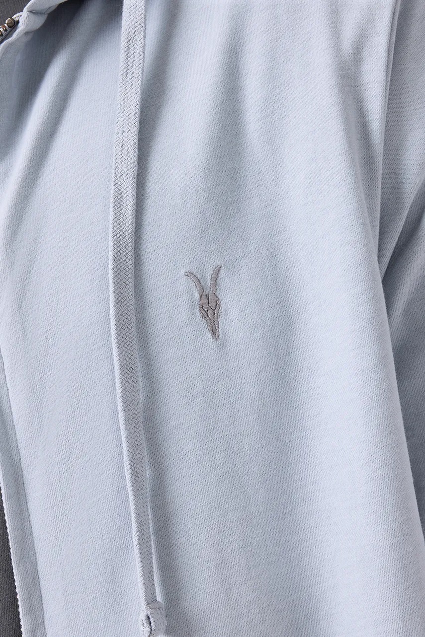 Βαμβακερή μπλούζα AllSaints BRACE χρώμα: γκρι, με κουκούλα, M032JB φωτογραφία