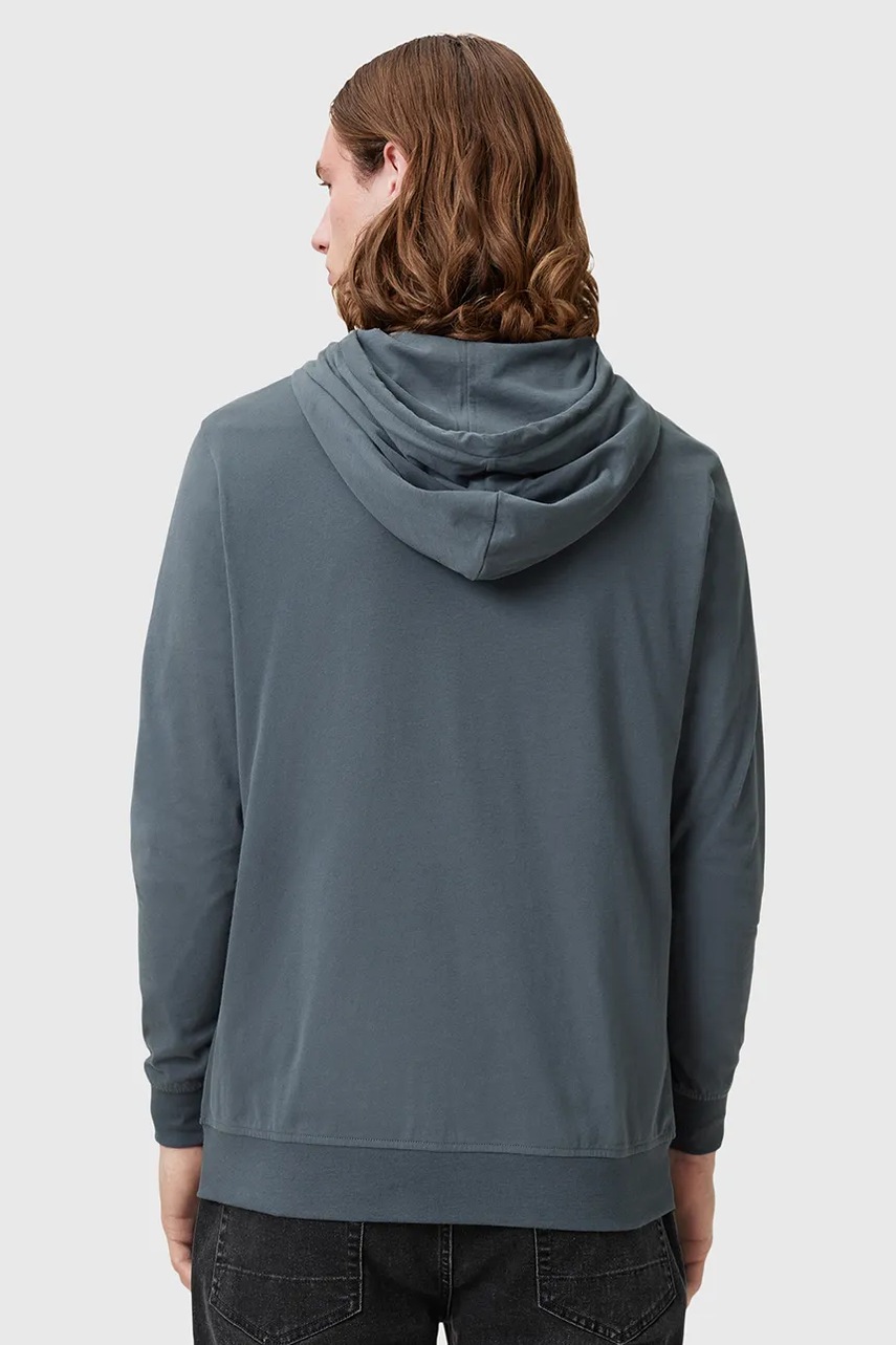 Βαμβακερή μπλούζα AllSaints BRACE χρώμα: μπλε, με κουκούλα, M032JB φωτογραφία