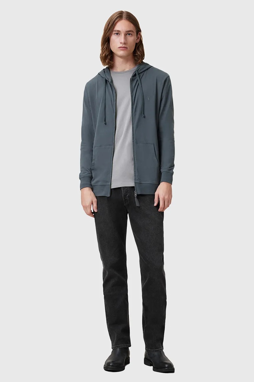 Βαμβακερή μπλούζα AllSaints BRACE χρώμα: μπλε, με κουκούλα, M032JB φωτογραφία