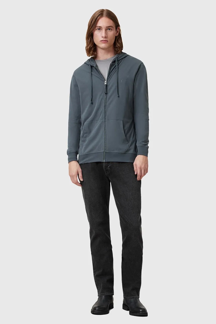 Βαμβακερή μπλούζα AllSaints BRACE χρώμα: μπλε, με κουκούλα, M032JB φωτογραφία