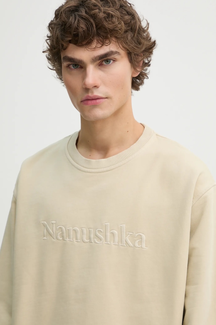 Βαμβακερή μπλούζα Nanushka REMY χρώμα: μπεζ, NU24CRSH00273 φωτογραφία