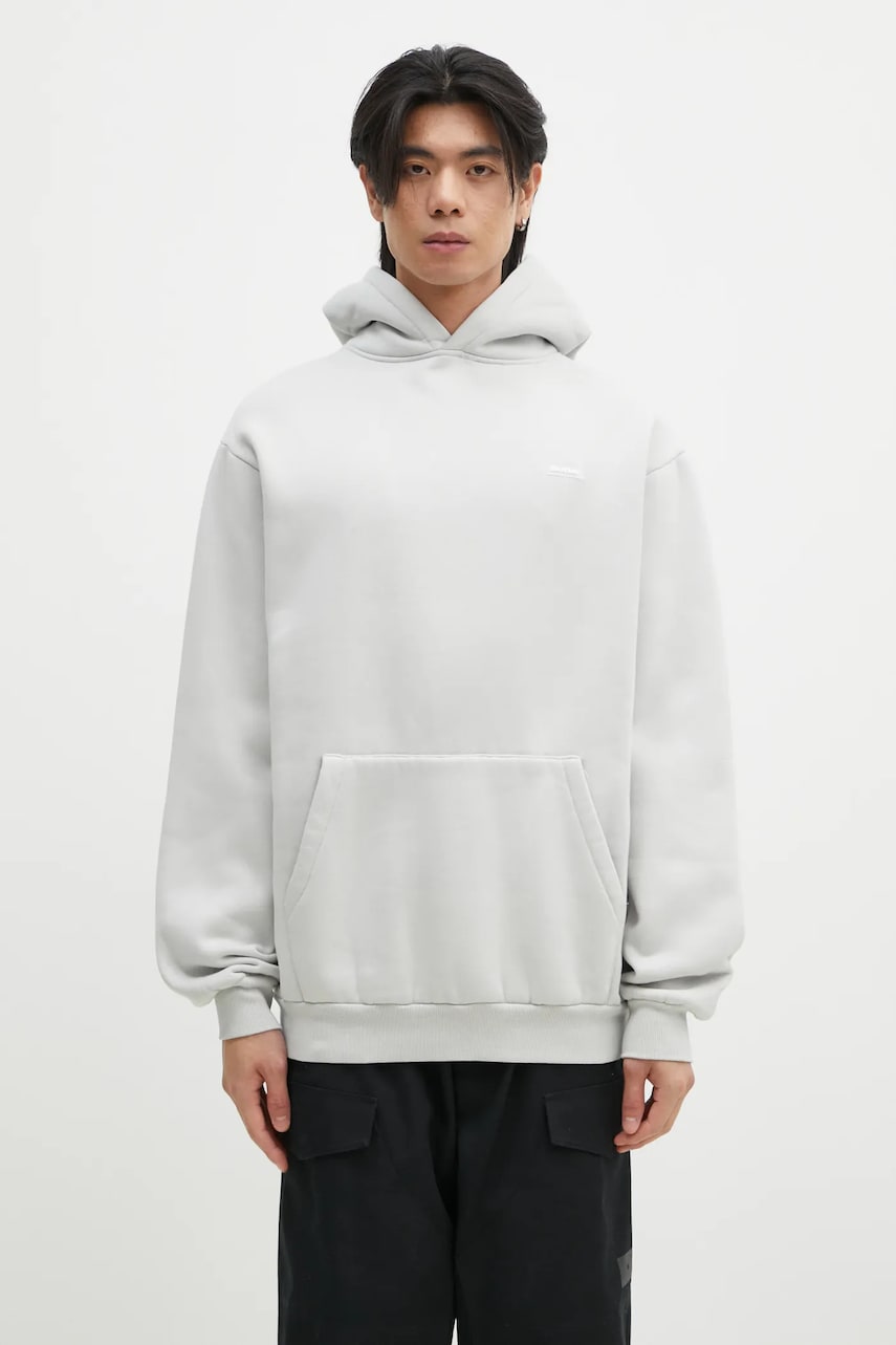 Butter Goods bluza Basic Pullover Hood barbati, culoarea gri, cu glugă, neted, BG243203 Butter Goods bluza Basic Pullover Hood barbati, culoarea gri, cu glugă, neted, BG243203