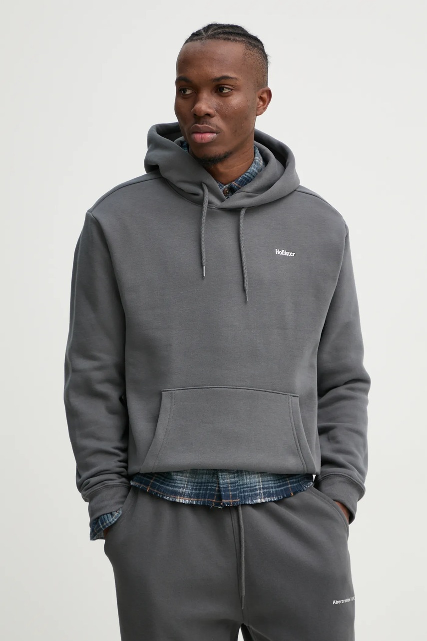 

Суичър Hollister Co. в сиво с качулка с изчистен дизайн KI322-4224, Сив
