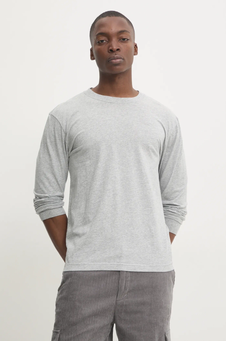 Hollister Co. longsleeve din bumbac culoarea gri, melanj, KI324-4198