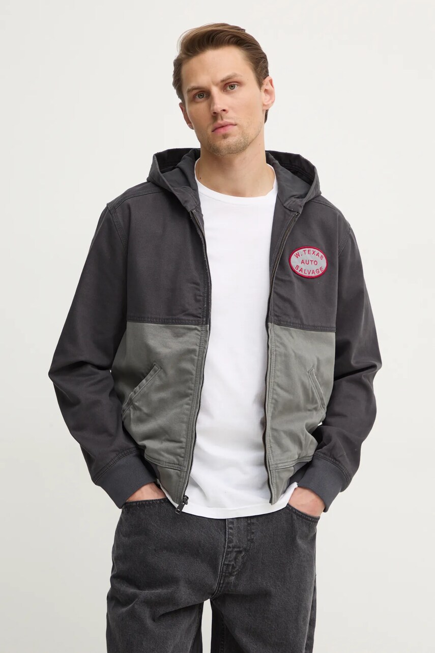 Hollister Co. geaca barbati, culoarea gri, de tranzitie, KI332-4146