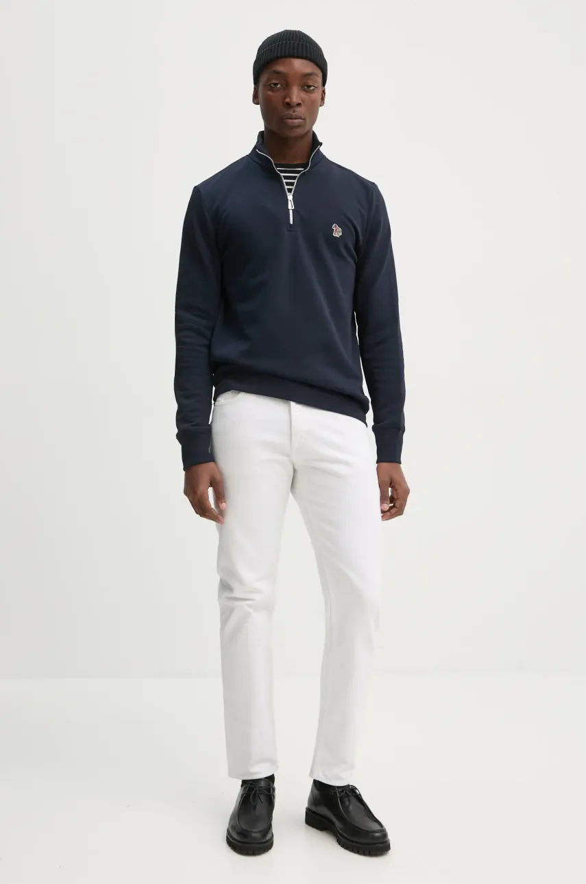 Хлопковая кофта PS Paul Smith мужская цвет синий однотонная M2R.168T.KZEBRA Хлопковая кофта PS Paul Smith мужская цвет синий однотонная M2R.168T.KZEBRA