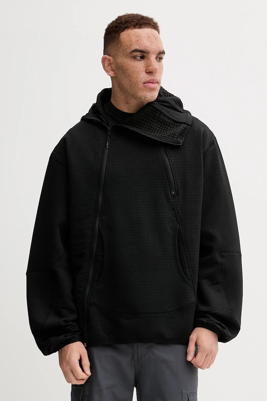 Maharishi bluza Polartec Air Shinobi barbati, culoarea negru, cu glugă, neted, 5277.BLACK