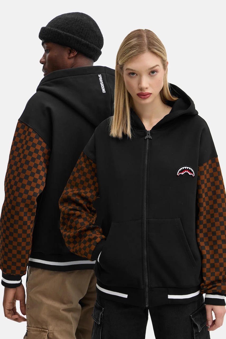 Sprayground hanorac de bumbac culoarea negru, cu glugă, modelator, SP647CHECK Sprayground hanorac de bumbac culoarea negru, cu glugă, modelator, SP647CHECK