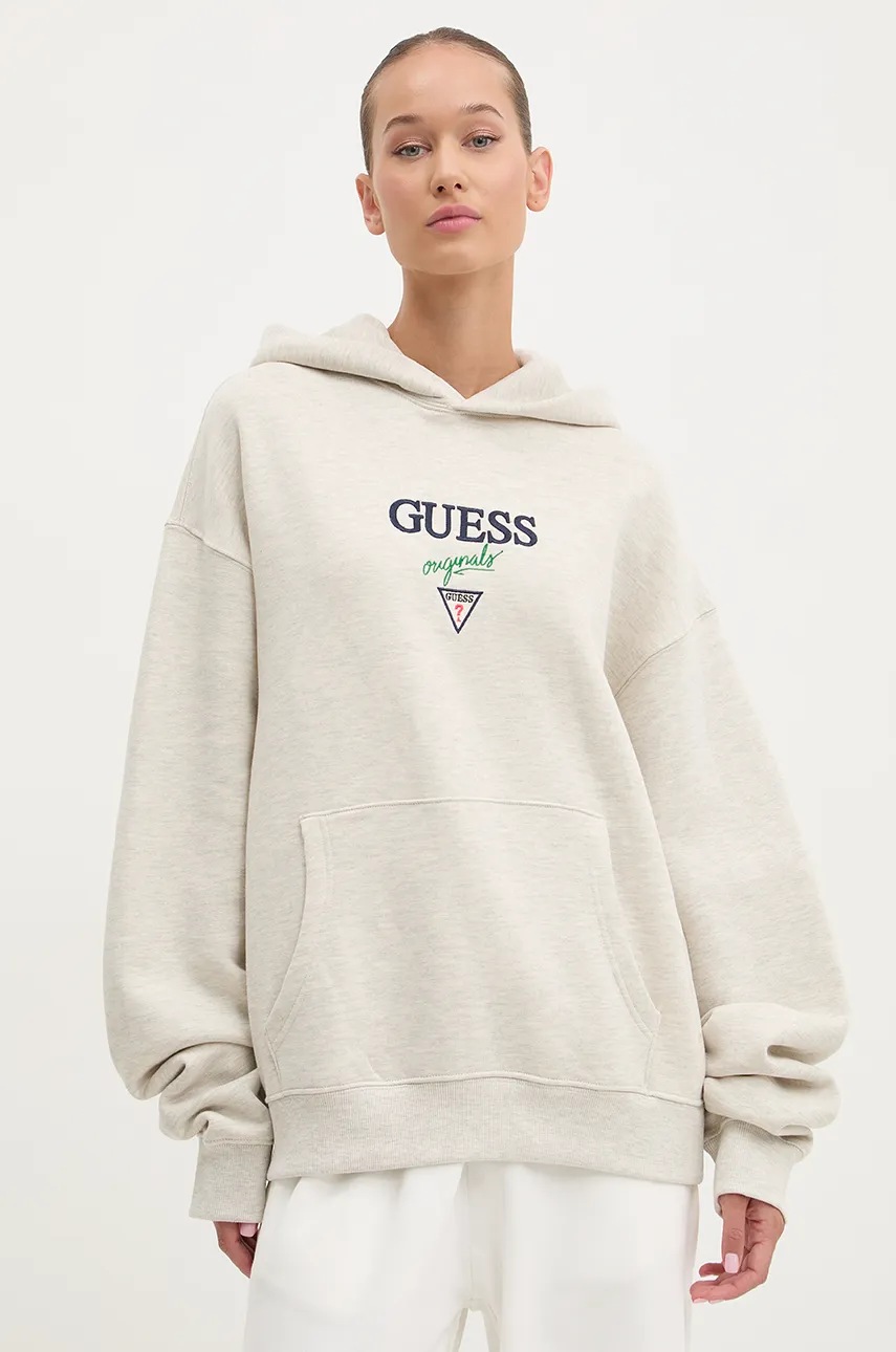 

Суичър Guess Originals в сиво с качулка с меланжов десен M4BQ30 K9V31, Сив