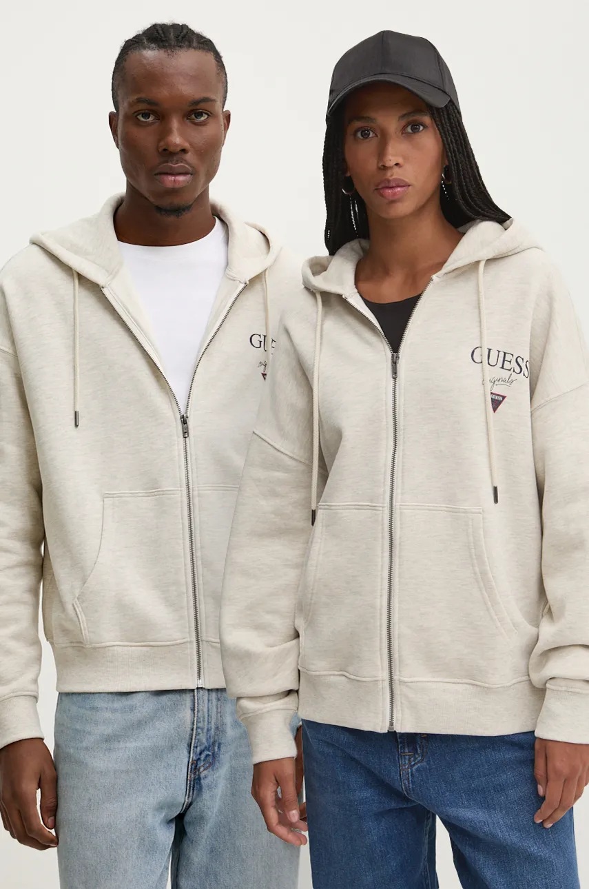 

Суичър Guess Originals в сиво с качулка с принт M4BQ31 K9V31, Сив