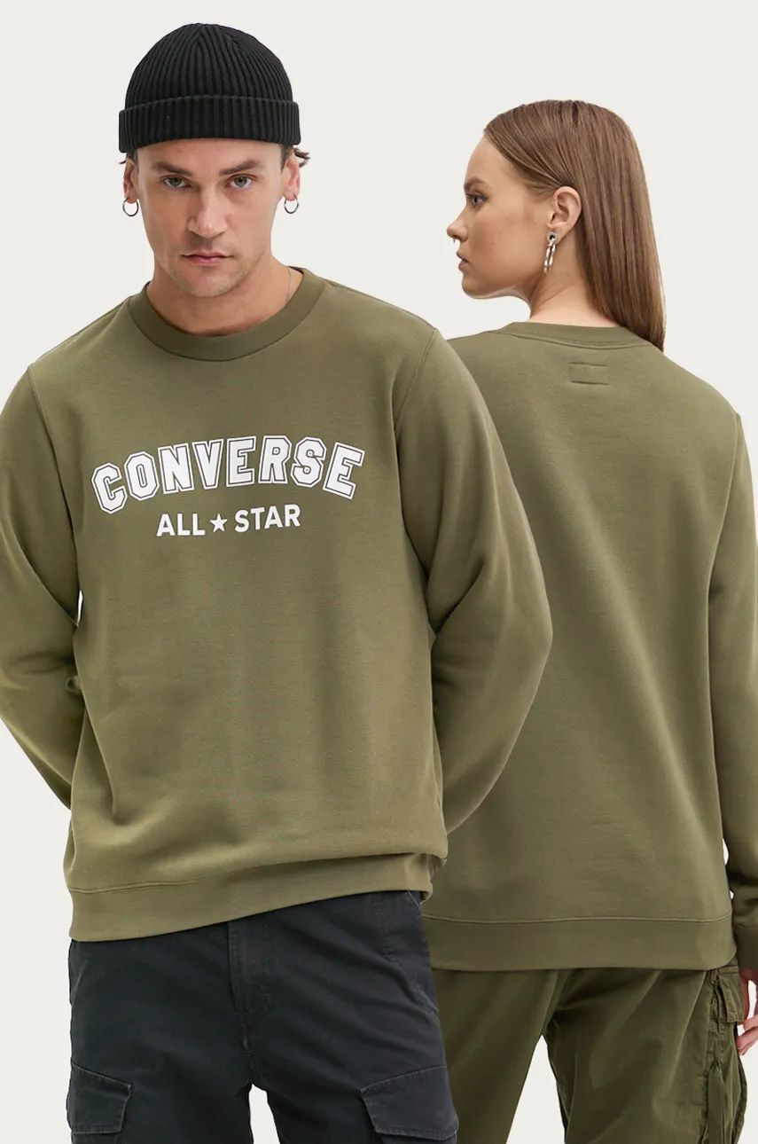 Converse bluza culoarea verde, cu imprimeu, 10025422-A10