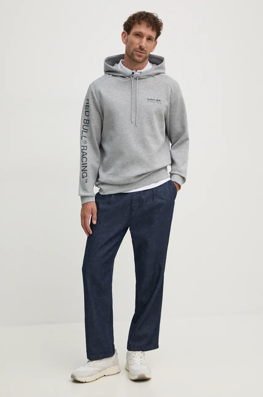 Кофта Red Bull Racing x Pepe Jeans Red Bull Racing x Pepe Jeans цвет серый с капюшоном с принтом RU580006 Кофта Red Bull Racing x Pepe Jeans Red Bull Racing x Pepe Jeans цвет серый с капюшоном с принтом RU580006