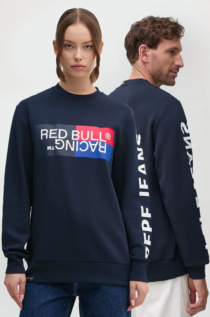 Mikina Red Bull Racing x Pepe Jeans Red Bull Racing x Pepe Jeans tmavomodrá farba, s potlačou, RU580007