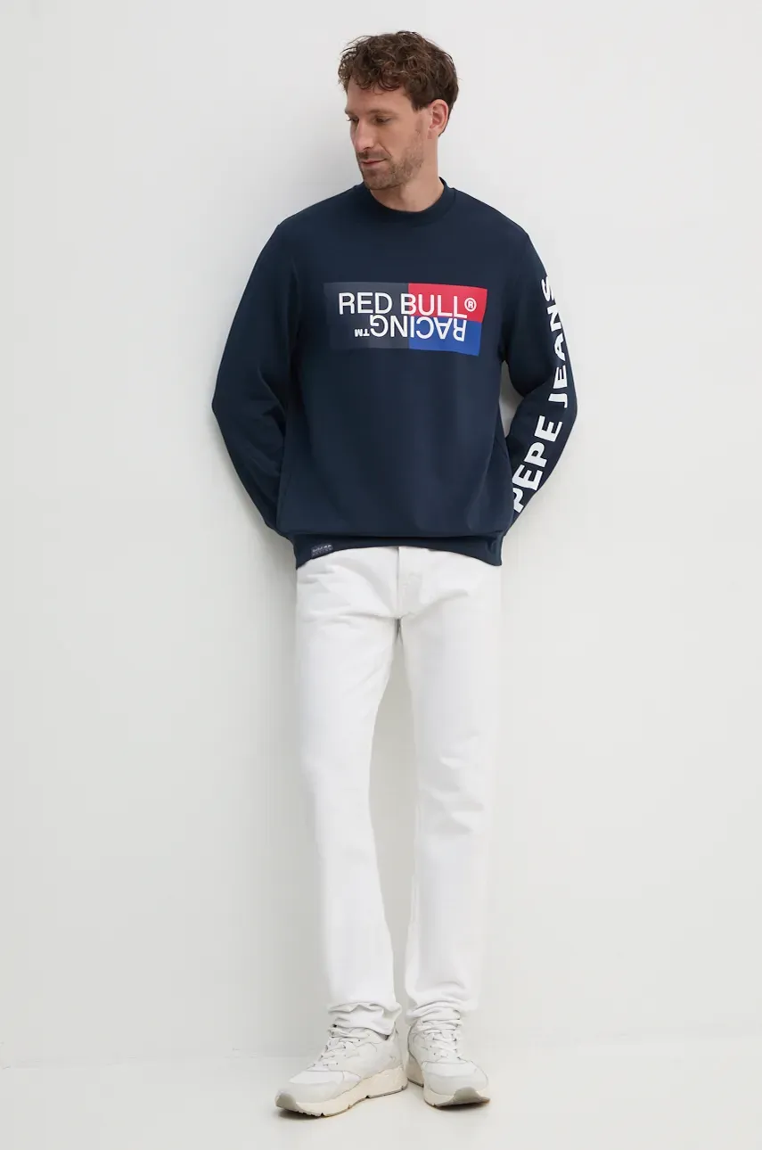Кофта Red Bull Racing x Pepe Jeans Red Bull Racing x Pepe Jeans цвет синий с принтом RU580007 Кофта Red Bull Racing x Pepe Jeans Red Bull Racing x Pepe Jeans цвет синий с принтом RU580007