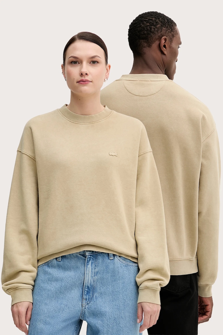Levně Bavlněná mikina Lacoste béžová barva, hladká