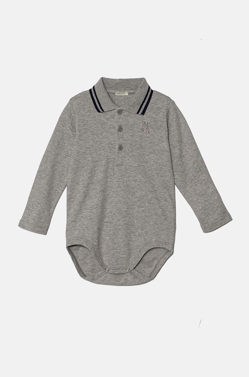 

Бебешко боди от памук United Colors of Benetton 3CDIAB00F, Сив