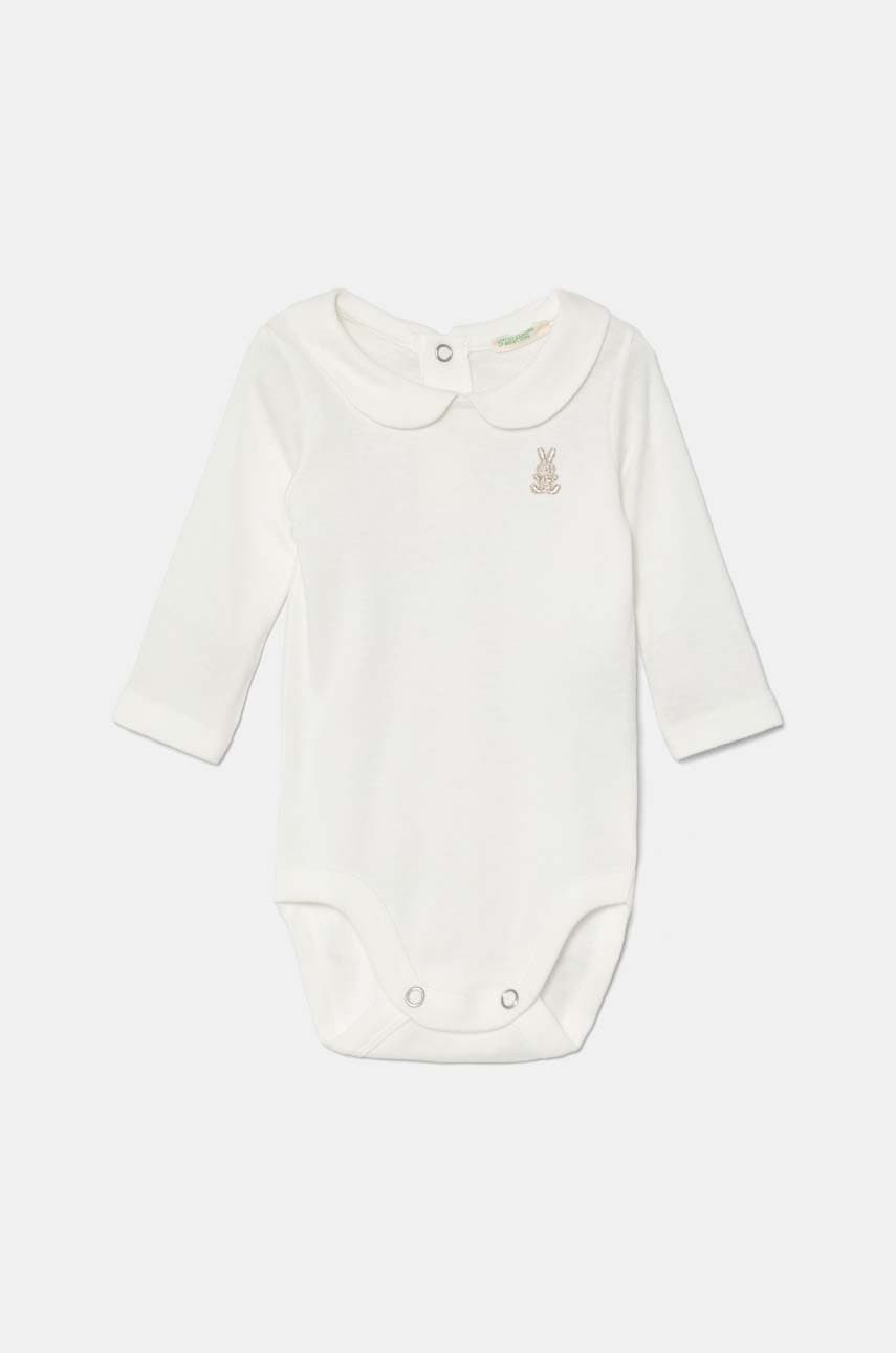 

Бебешко боди от памук United Colors of Benetton 3I9WAB00G, Бял