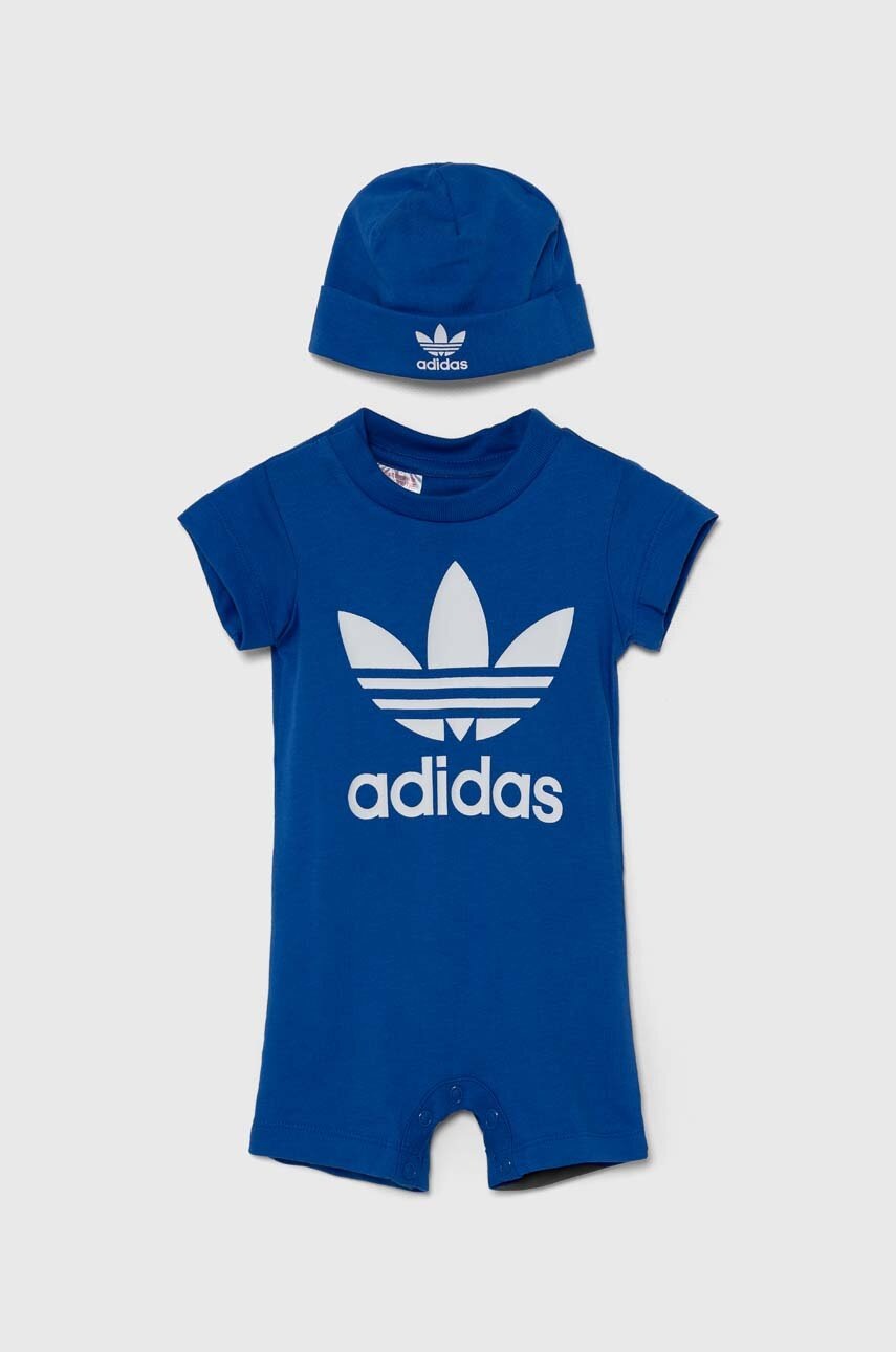 

Бебешки памучен къс гащеризон adidas Originals GIFT SET IY0749, Син