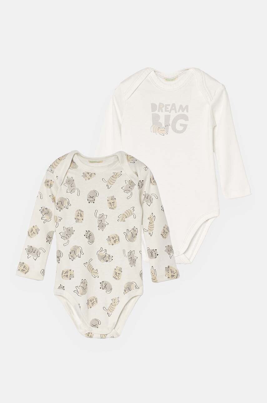 

Бебешко боди от памук United Colors of Benetton (2 броя) 3GI70B00R, Бял