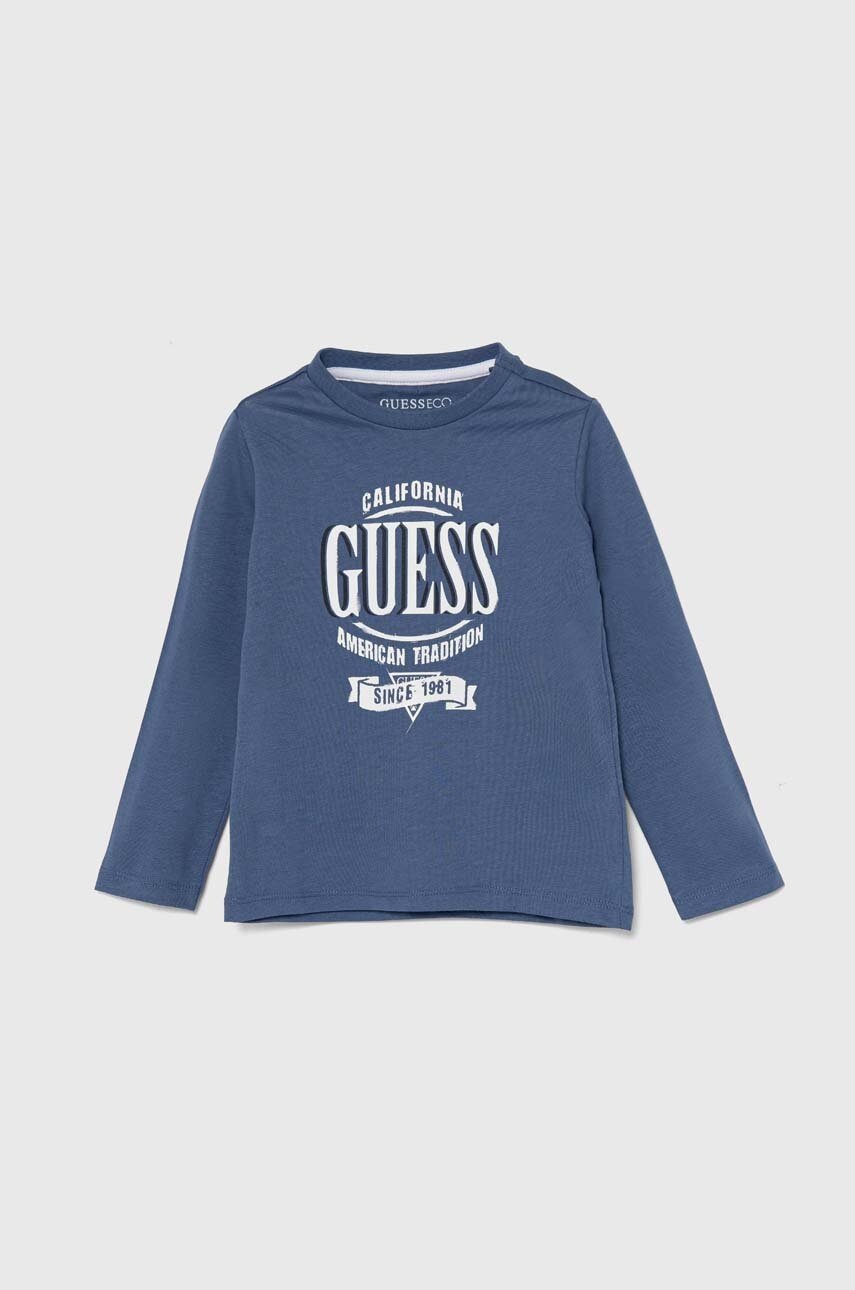 

Детска блуза с дълги ръкави Guess в тъмносиньо с принт N4YI30 K8HM4, Тъмносин