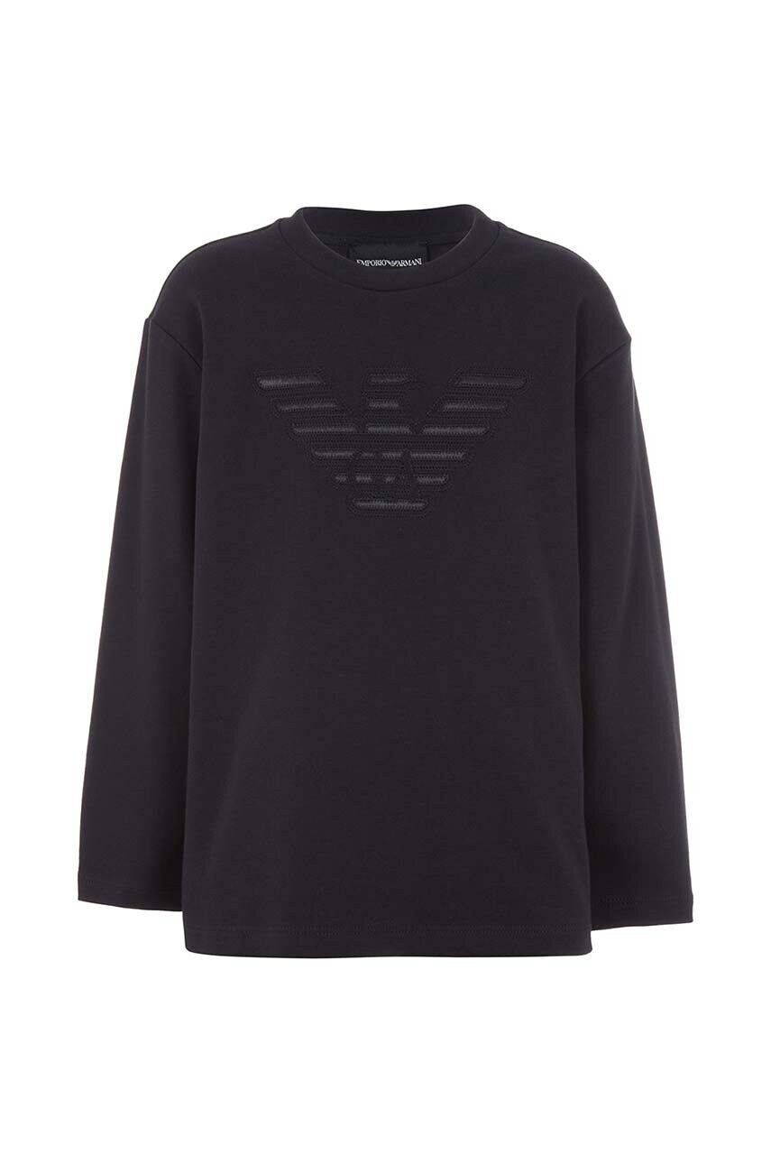 Levně Dětské bavlněné tričko s dlouhým rukávem Emporio Armani černá barva, s aplikací, 6D4TJC 3J5VZ