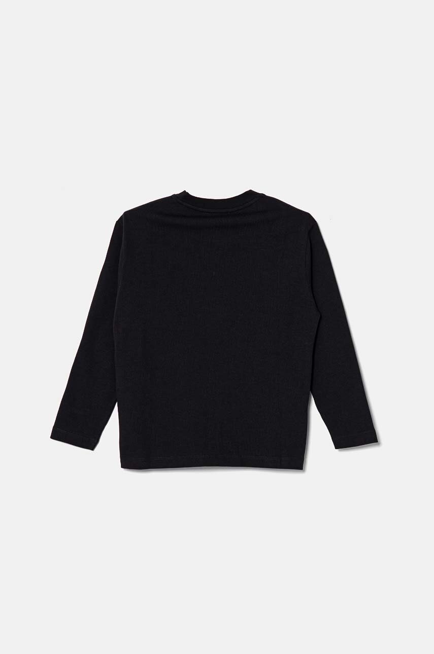 Хлопковый детский лонгслив Emporio Armani цвет чёрный с аппликацией 6D4TJC 3J5VZ
