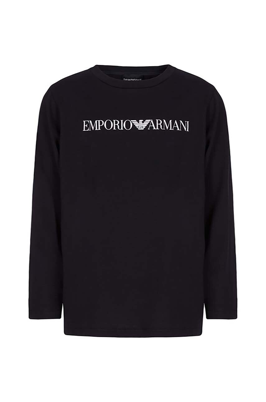 Emporio Armani longsleeve din bumbac pentru copii culoarea albastru marin, cu imprimeu, 8N4TN6 1JPZZ