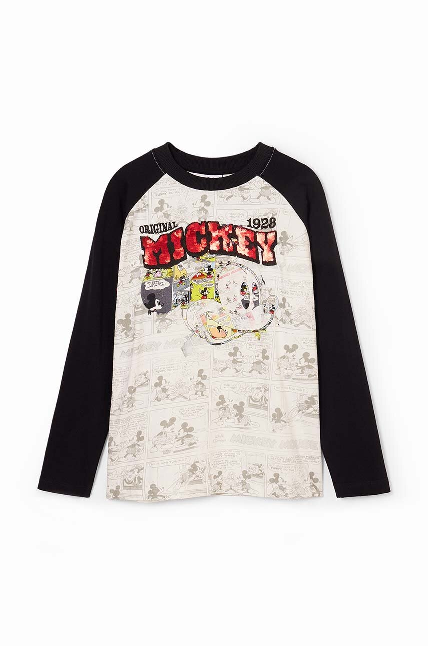 Хлопковый детский лонгслив Desigual MICKEY MOUSE цвет чёрный с принтом 24WBTK10