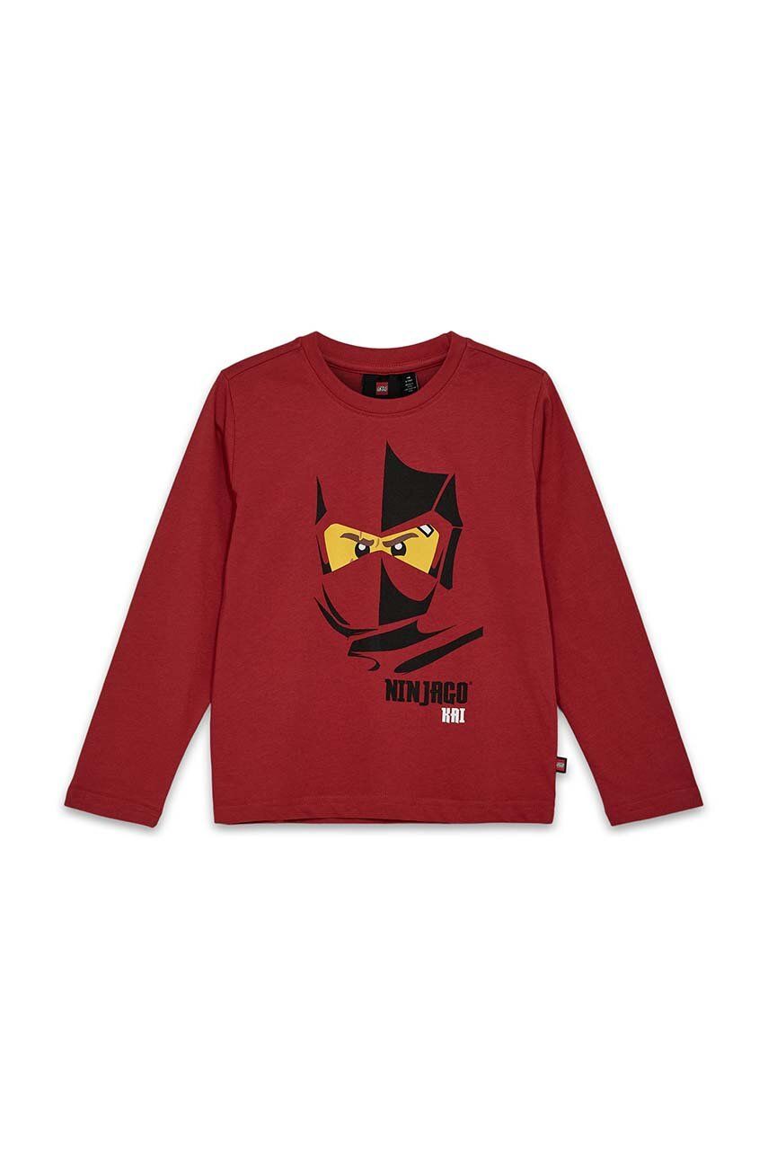 Lego longsleeve din bumbac pentru copii LWTANO 603 culoarea bordo, cu imprimeu, 12011296