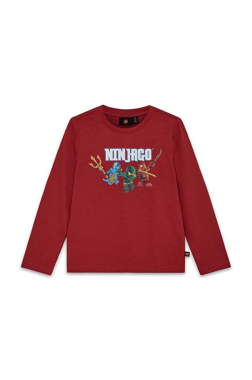 Lego longsleeve din bumbac pentru copii LWTANO 620 culoarea bordo, cu imprimeu, 12011307