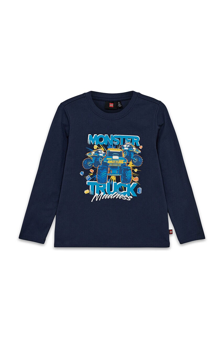 Lego longsleeve din bumbac pentru copii LWTANO 610 culoarea albastru marin, cu imprimeu, 12011321