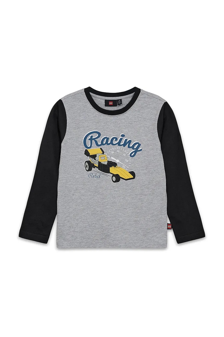 Lego longsleeve din bumbac pentru copii LWTANO 710 culoarea negru, cu imprimeu, 12011354