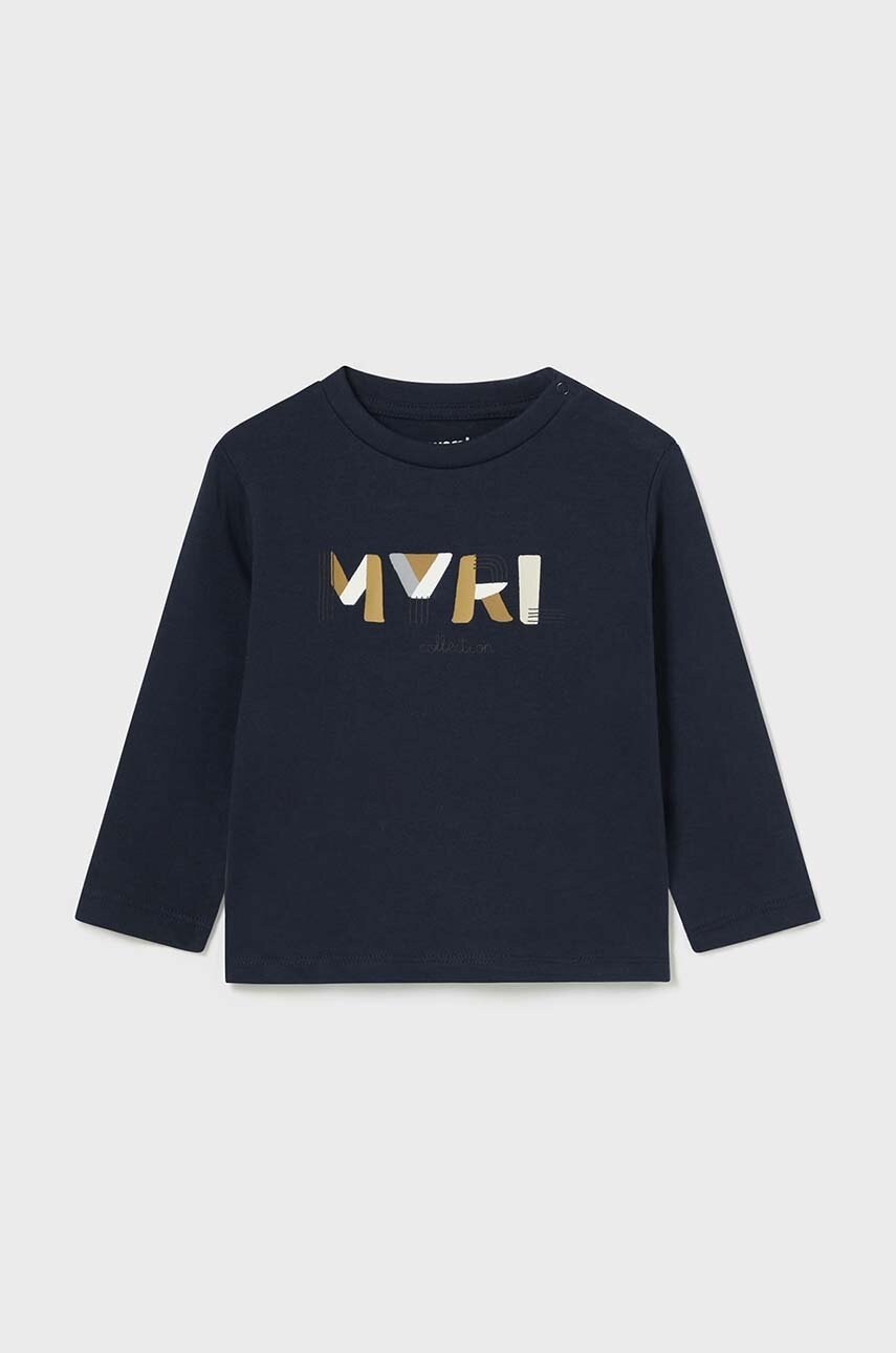 Mayoral longsleeve din bumbac pentru bebeluși culoarea albastru marin, cu imprimeu, 108