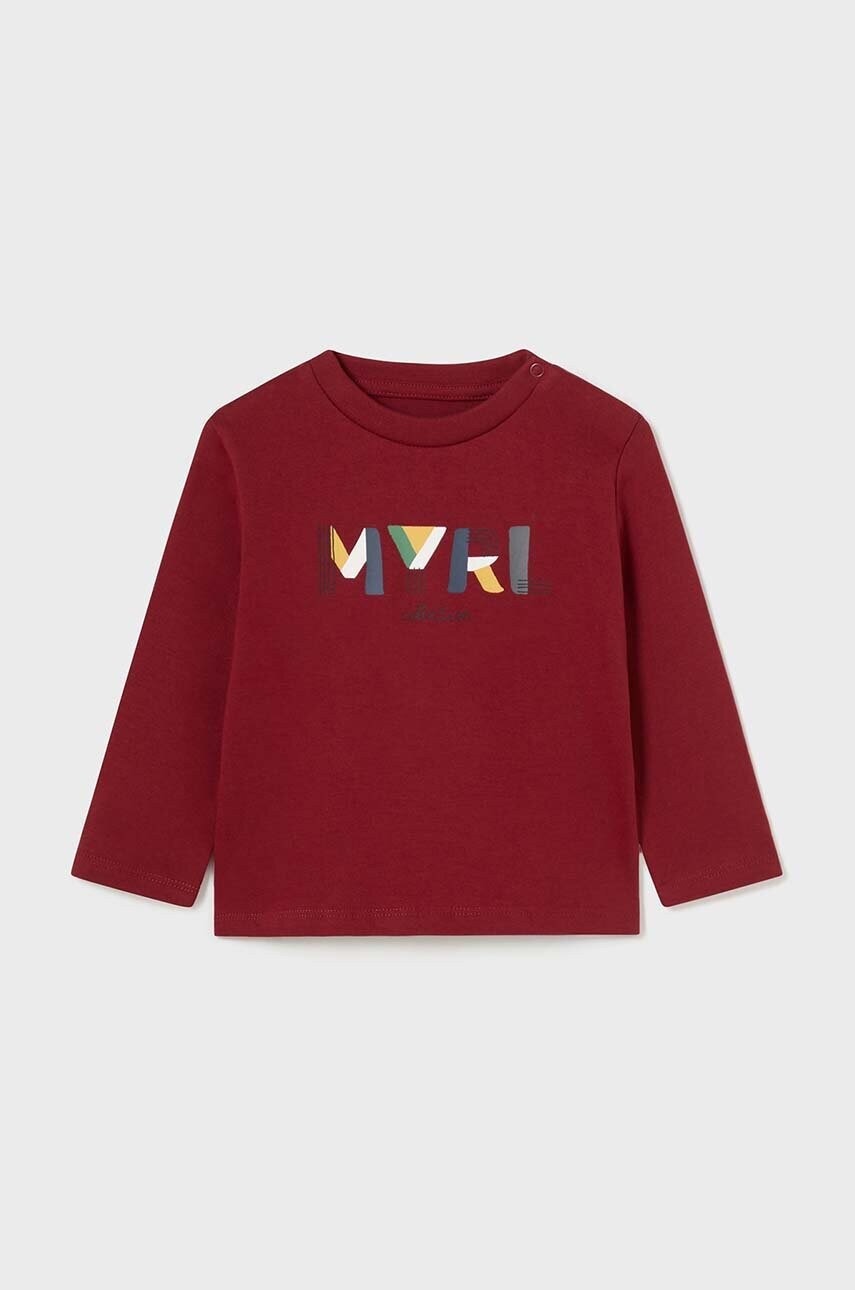 Mayoral longsleeve din bumbac pentru bebeluși culoarea bordo, cu imprimeu, 108