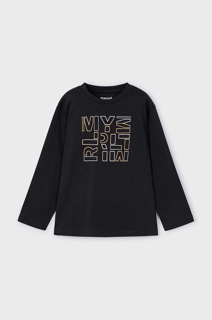Mayoral longsleeve din bumbac pentru copii culoarea negru, cu imprimeu, 173