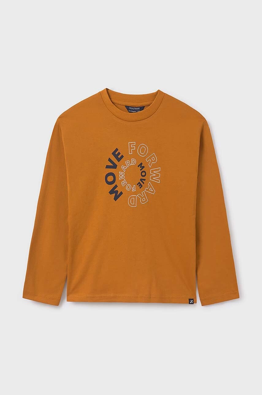 Mayoral longsleeve din bumbac pentru copii culoarea portocaliu, cu imprimeu, 842