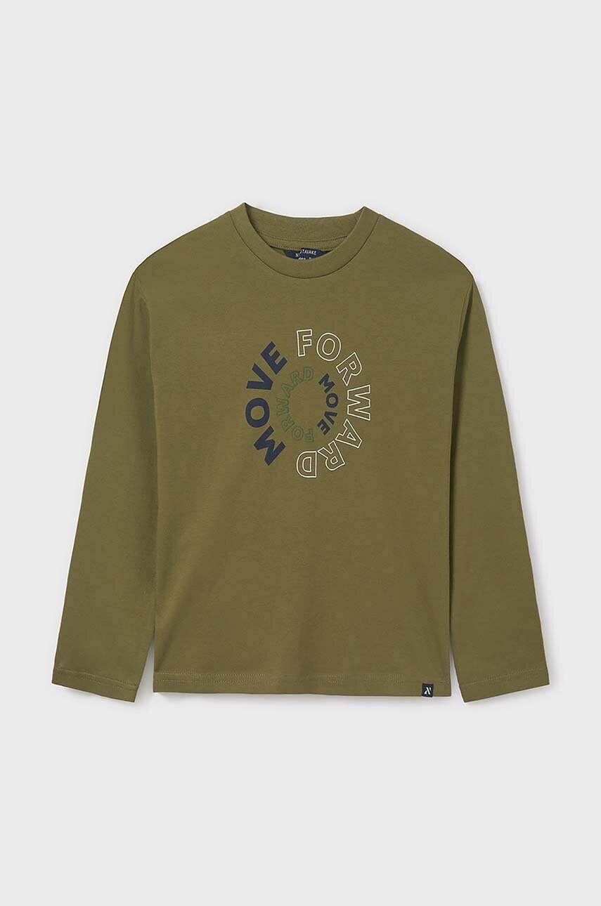 Mayoral longsleeve din bumbac pentru copii culoarea verde, cu imprimeu, 842