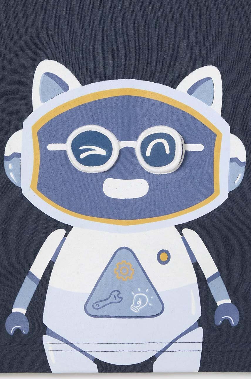 Хлопковый лонгслив для младенцев Mayoral цвет синий с принтом 2040