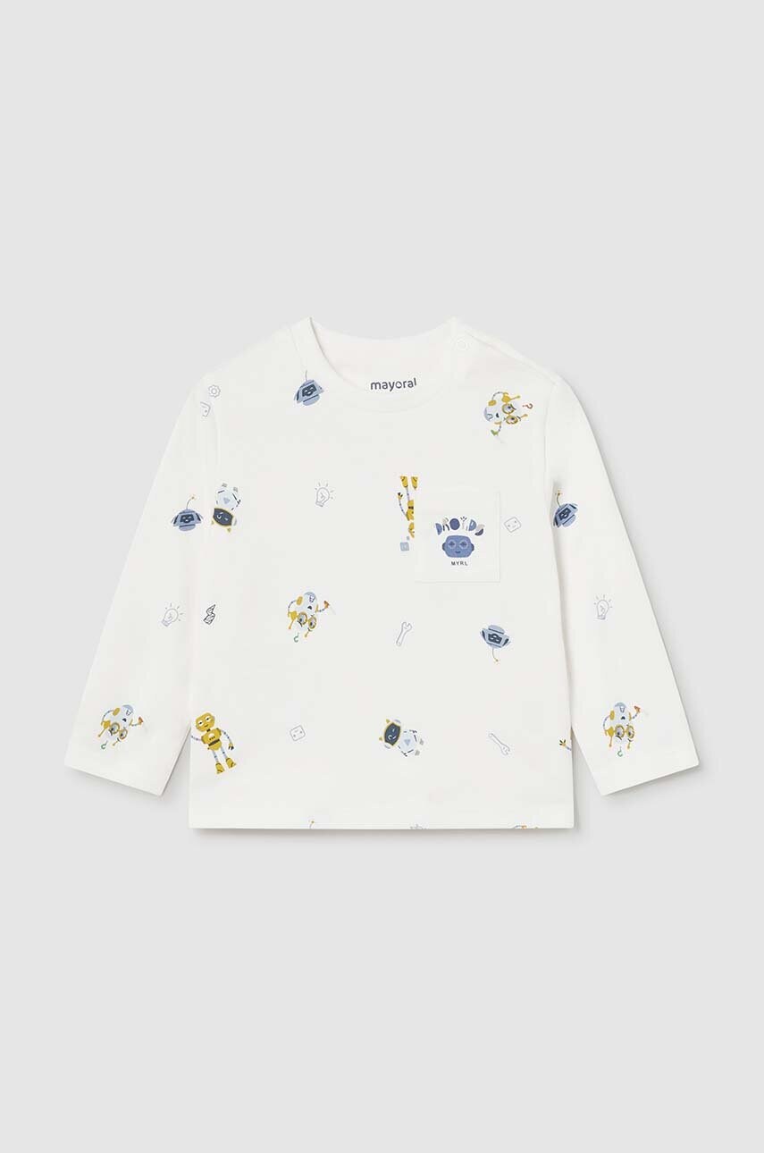 Mayoral longsleeve din bumbac pentru bebeluși culoarea bej, modelator, 2041