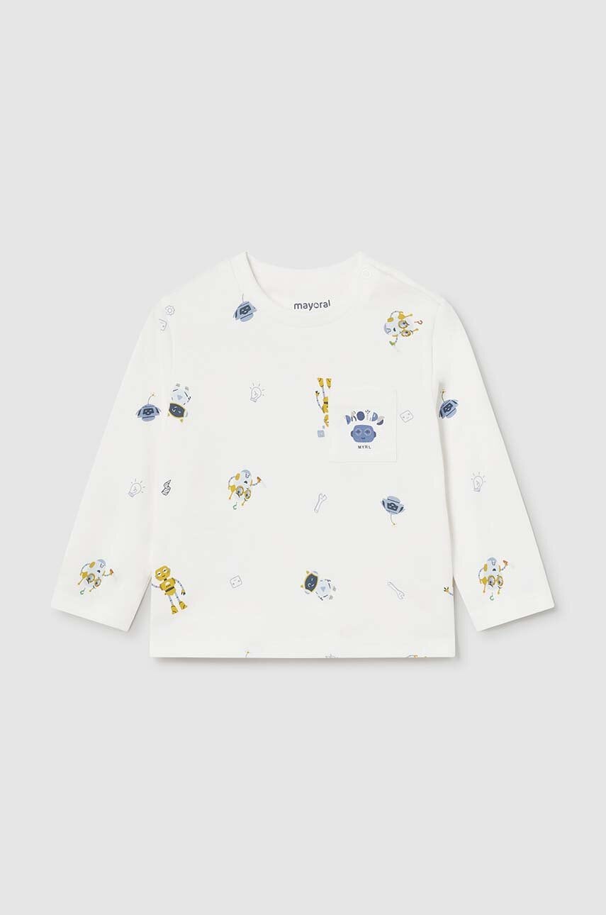 Mayoral longsleeve din bumbac pentru bebeluși culoarea bej, modelator, 2041