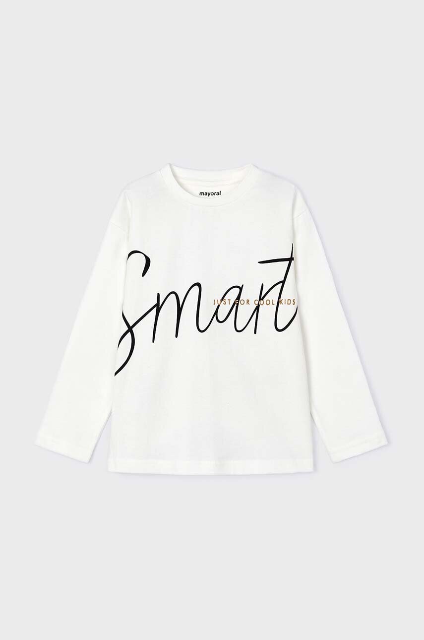 Mayoral longsleeve din bumbac pentru copii culoarea bej, cu imprimeu, 4039
