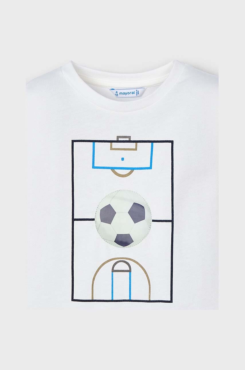 Хлопковый детский лонгслив Mayoral цвет бежевый с принтом 4044