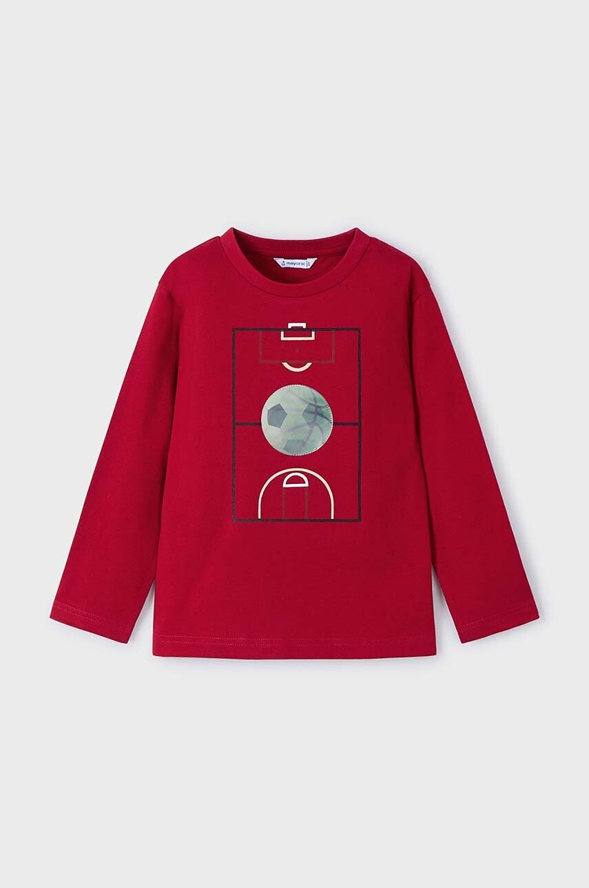 Mayoral longsleeve din bumbac pentru copii culoarea rosu, cu imprimeu, 4044