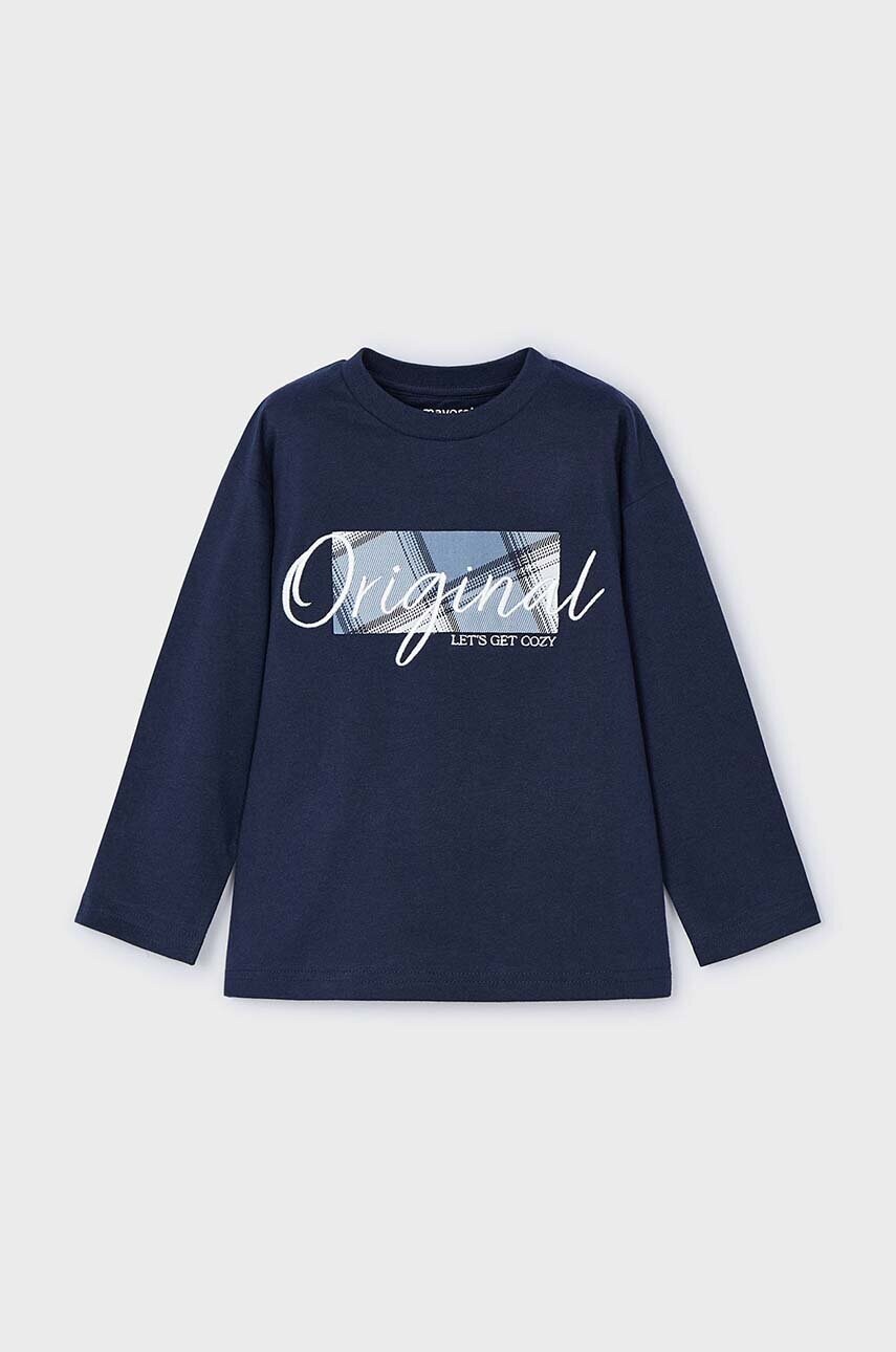 Mayoral longsleeve din bumbac pentru copii culoarea albastru marin, cu imprimeu, 4046
