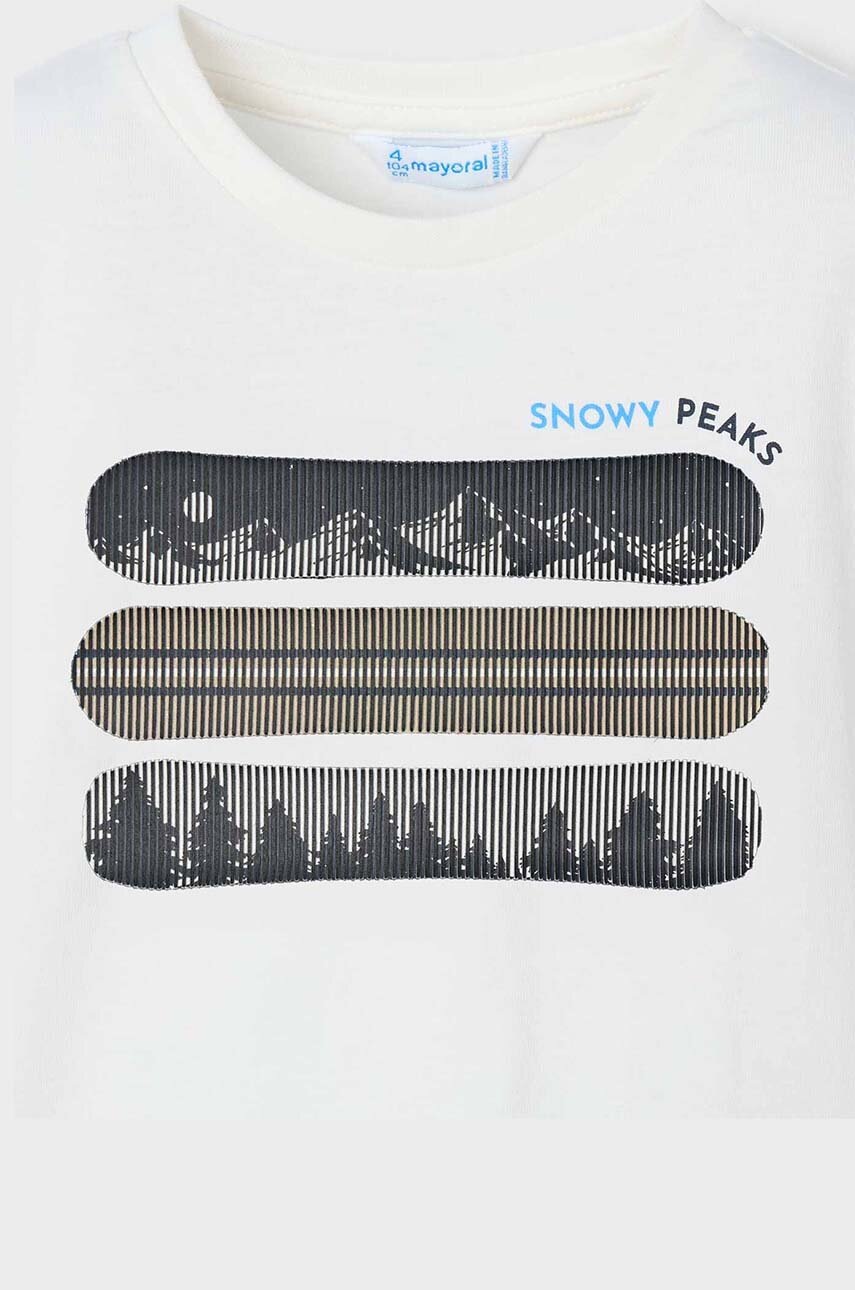 Хлопковый детский лонгслив Mayoral цвет бежевый с принтом 4055 Хлопковый детский лонгслив Mayoral цвет бежевый с принтом 4055