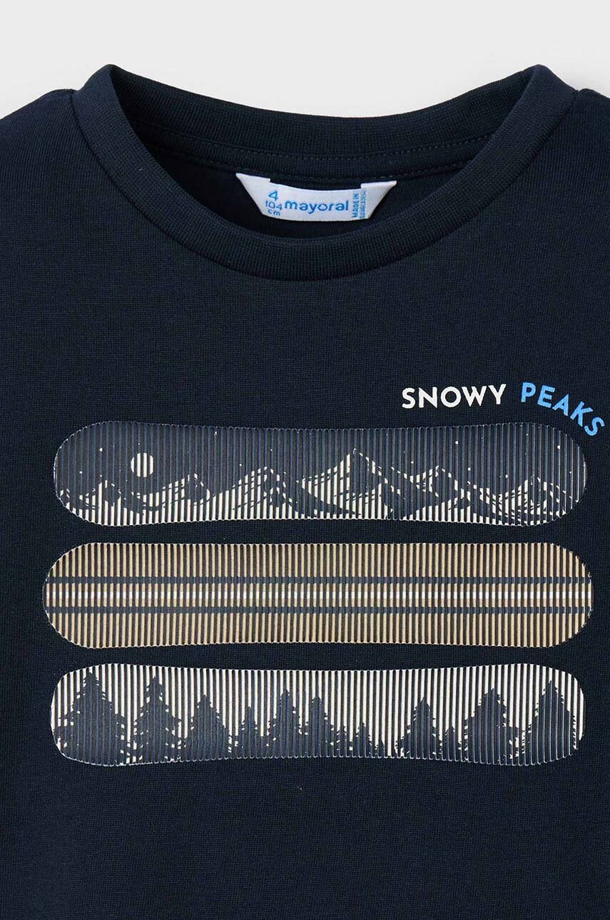 Хлопковый детский лонгслив Mayoral цвет синий с принтом 4055