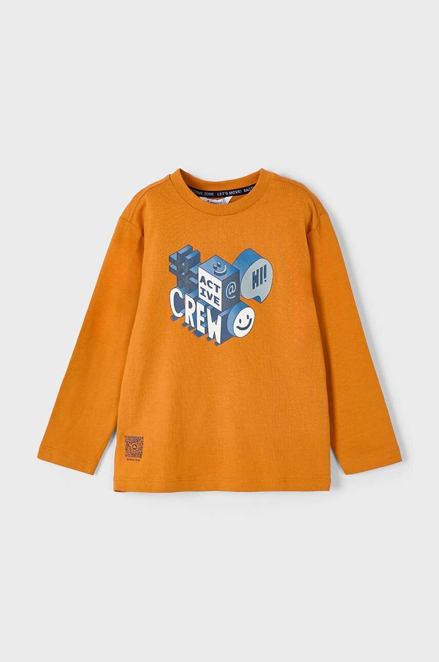 Mayoral longsleeve din bumbac pentru copii culoarea portocaliu, cu imprimeu, 4059