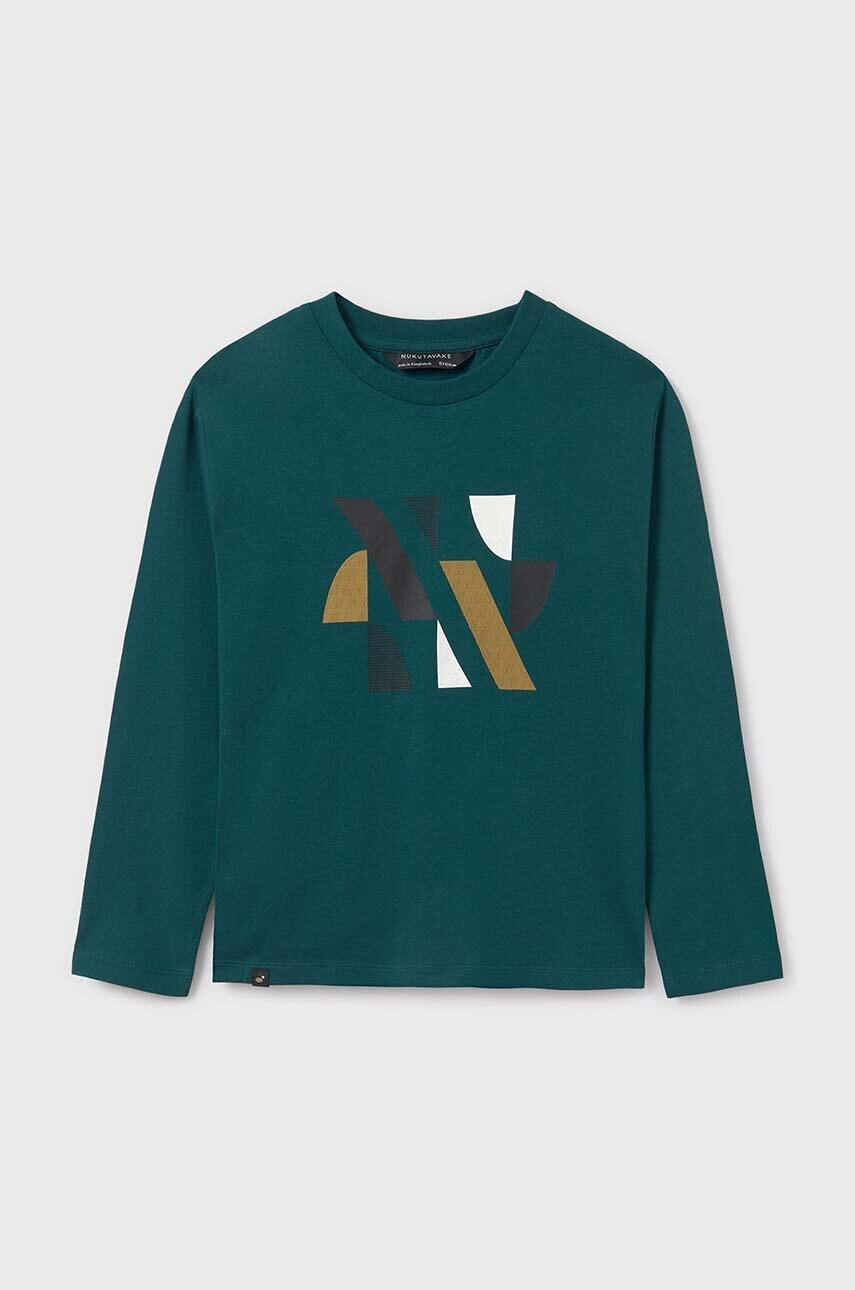 Mayoral longsleeve din bumbac pentru copii culoarea verde, cu imprimeu, 7080